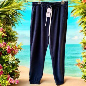 ATHMILE Black Sweatpant Elastic Waist & Cuffs Pockets Drawstring XL New.